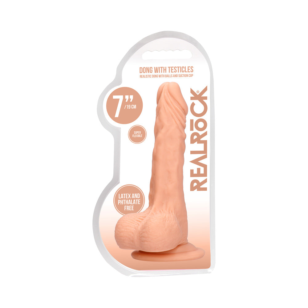 Real Rock Realistic Dildo With Balls - 7&quot; - 17 Cm - Vanilla