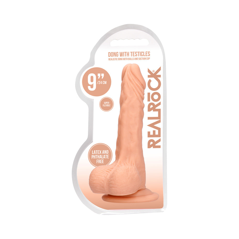 Real Rock Realistic Dildo With Balls - 9&quot; - 23 Cm - Vanilla