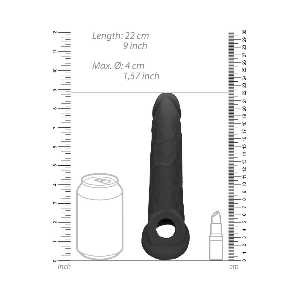 Real Rock Penis Extender With Rings - 9&quot; - 22 Cm - Chocolate