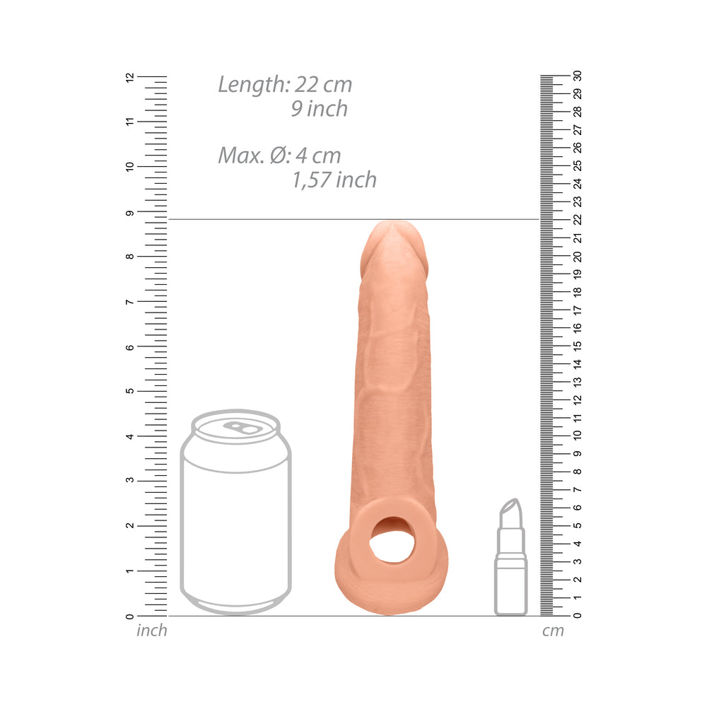 Real Rock Penis Extender With Rings - 9&quot; - 22 Cm - Vanilla