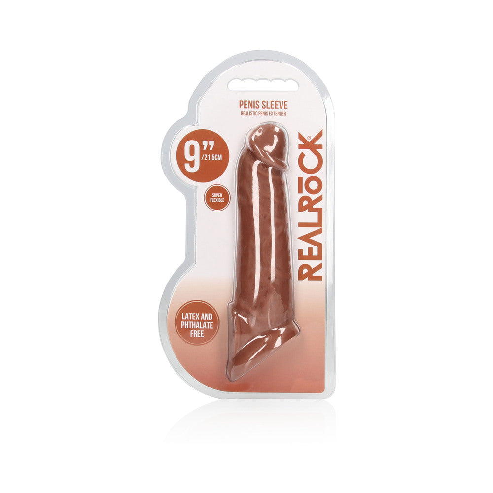 Real Rock Penis Extender With Rings - 9&quot; - 22 Cm - Mocha