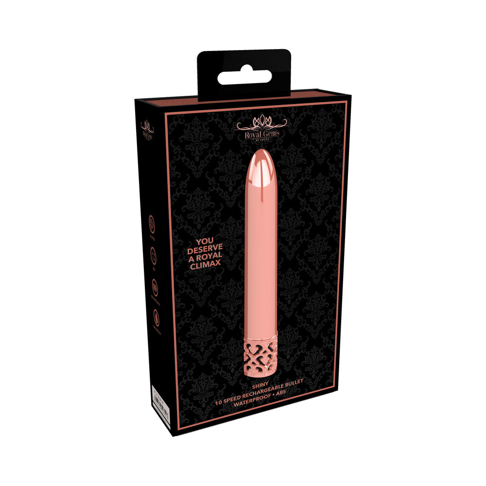 Royal Gems Shiny Rechargeable Bullet Vibrator Rose Gold