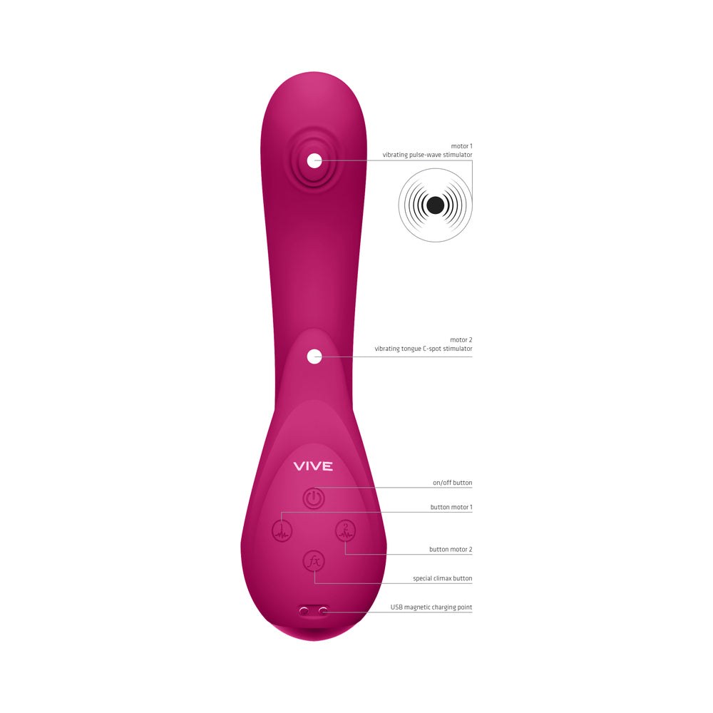 Vive - Miki Rechargeable Pulse-Wave &amp; Flickering Silicone Vibrator - Pink