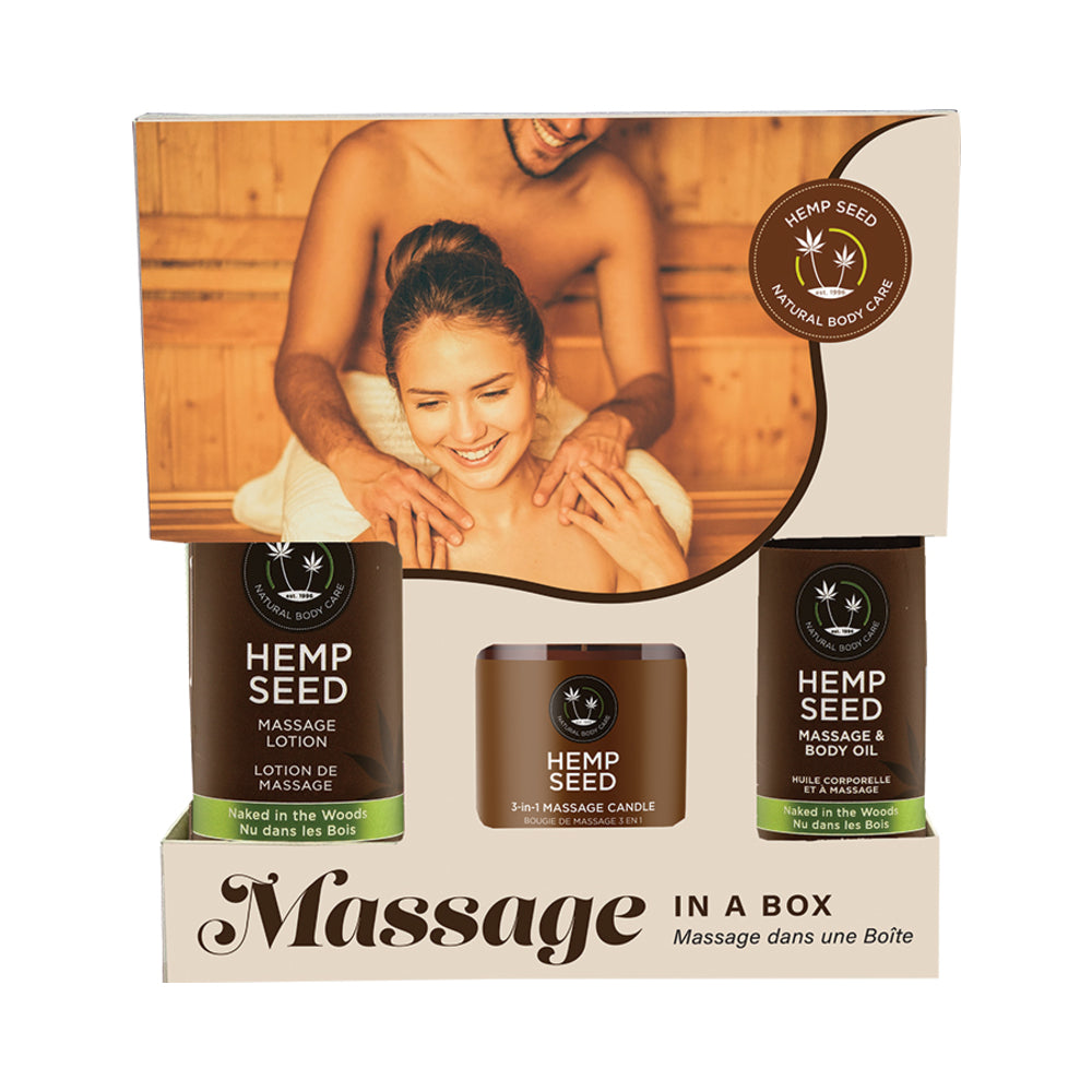 Earthly Body Hemp Seed Massage In A Box - Asst. Naked In The Woods