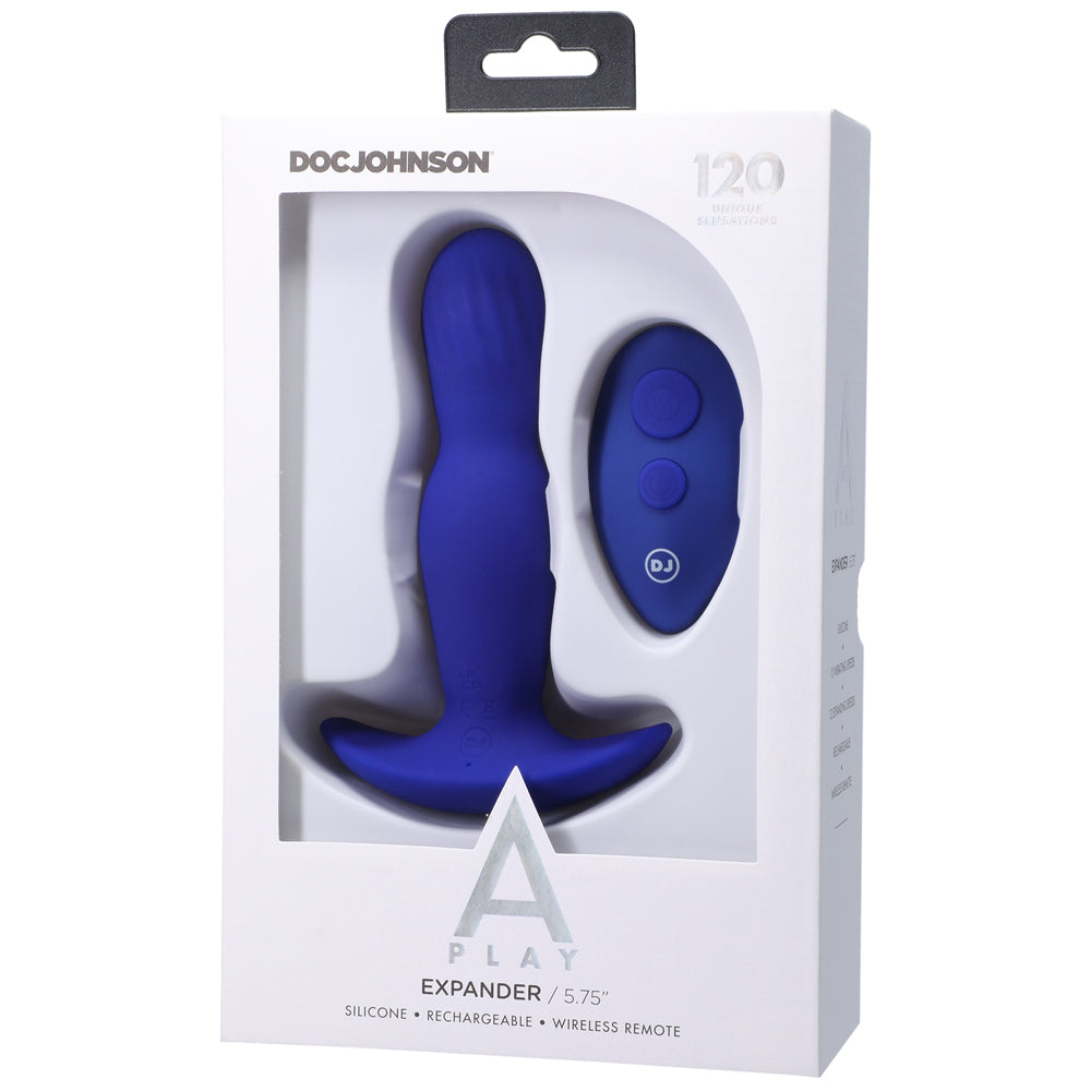 A Play Expander Rechargeable Silicone Anal Plug W/Remote - Royal Blue