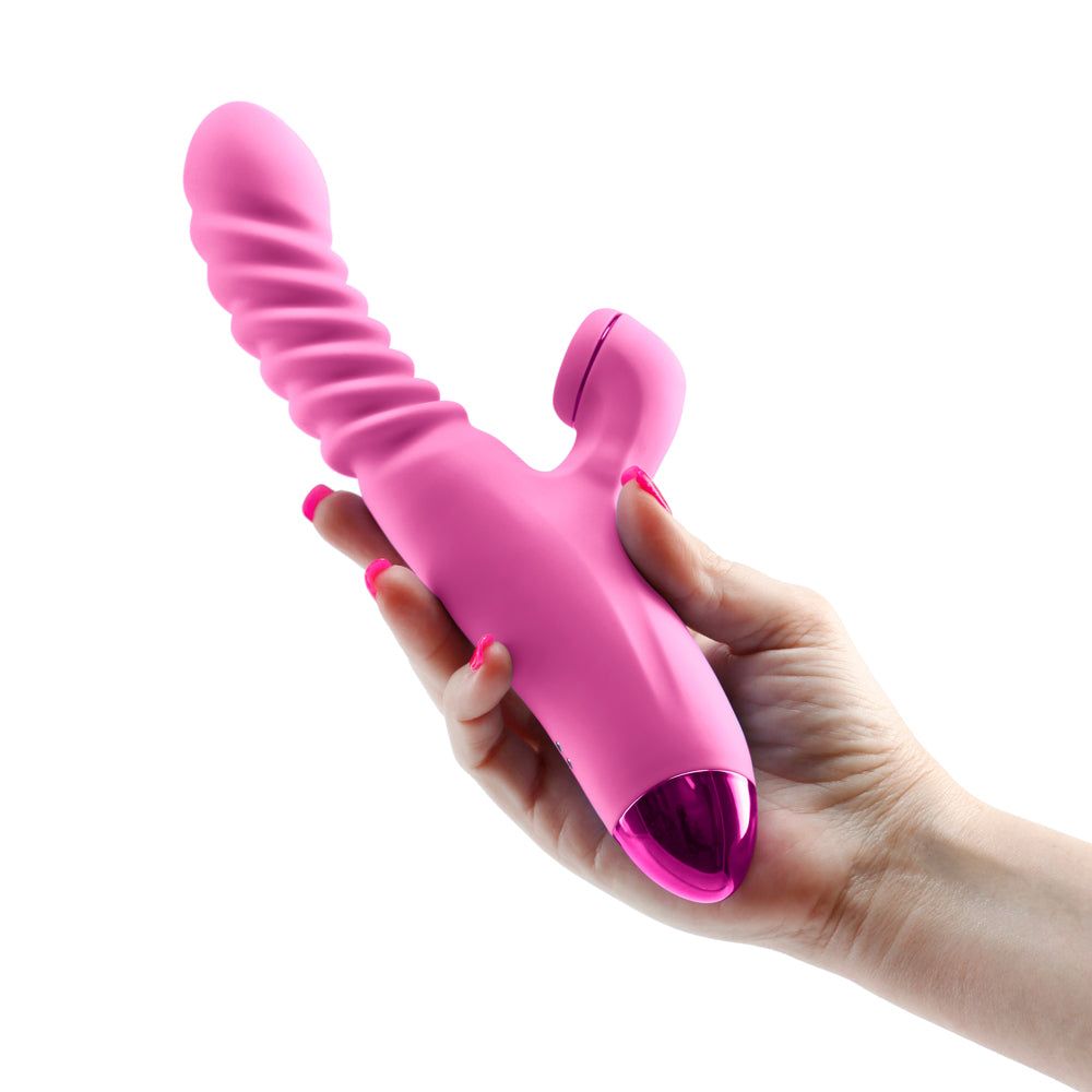 Luxe Nova Thrusting And Throbbing Dual Stimulator Pink