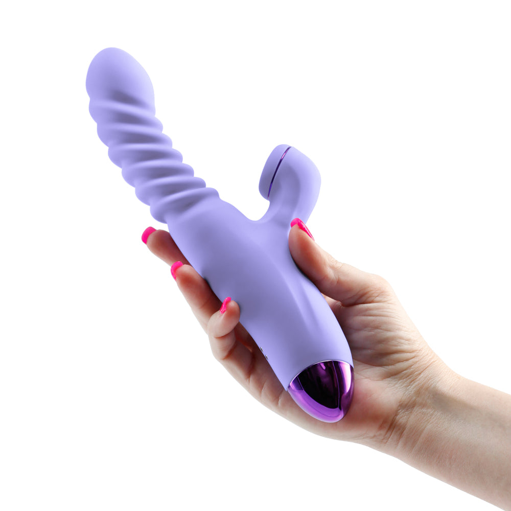 Luxe Nova Thrusting And Throbbing Dual Stimulator Purple