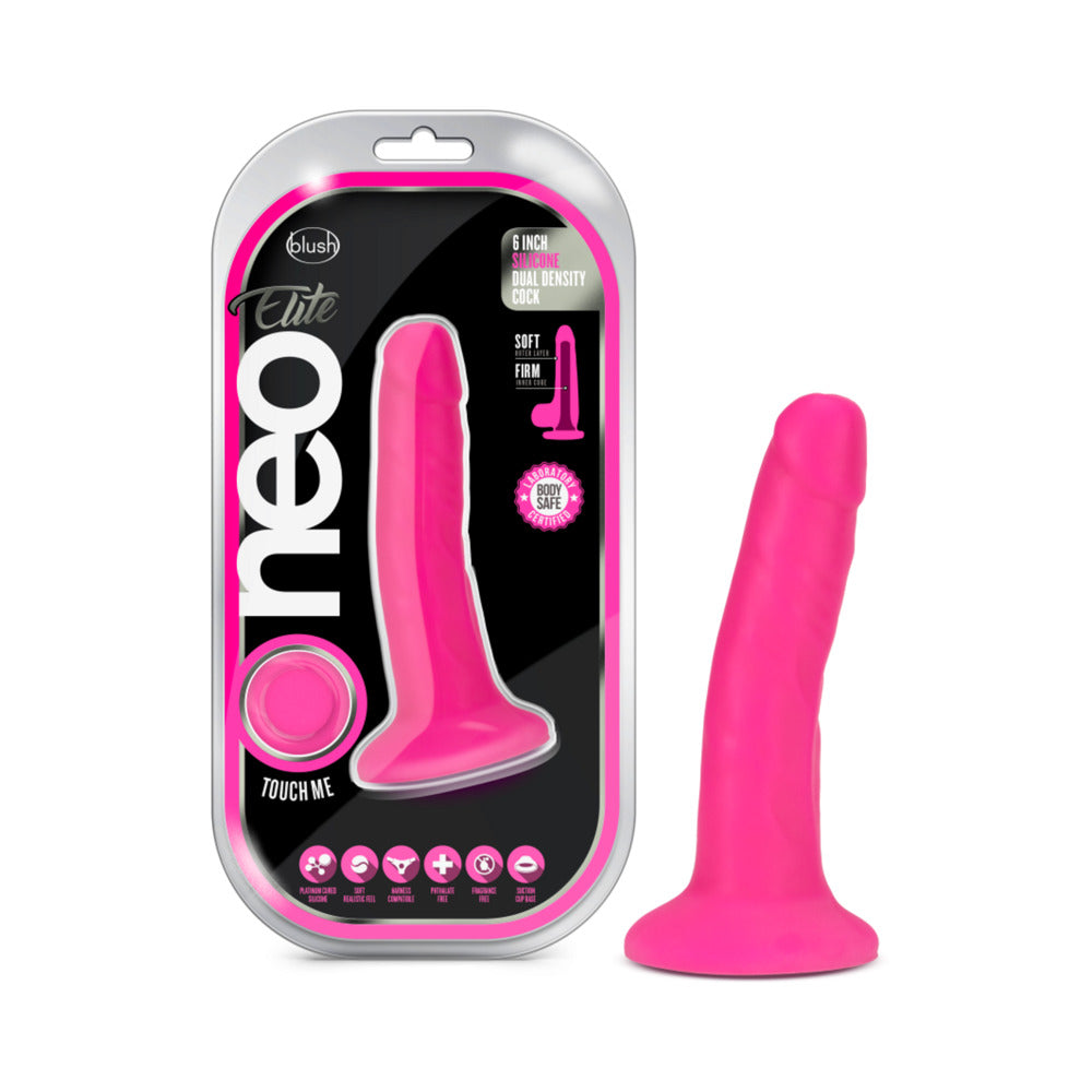 Neo Elite - 6-Inch Silicone Dual-Density Cock - Neon Pink