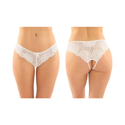 Poppy Crotchless Floral Lace Panty 6-Pack S/M White