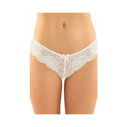 Poppy Crotchless Floral Lace Panty 6-Pack S/M White