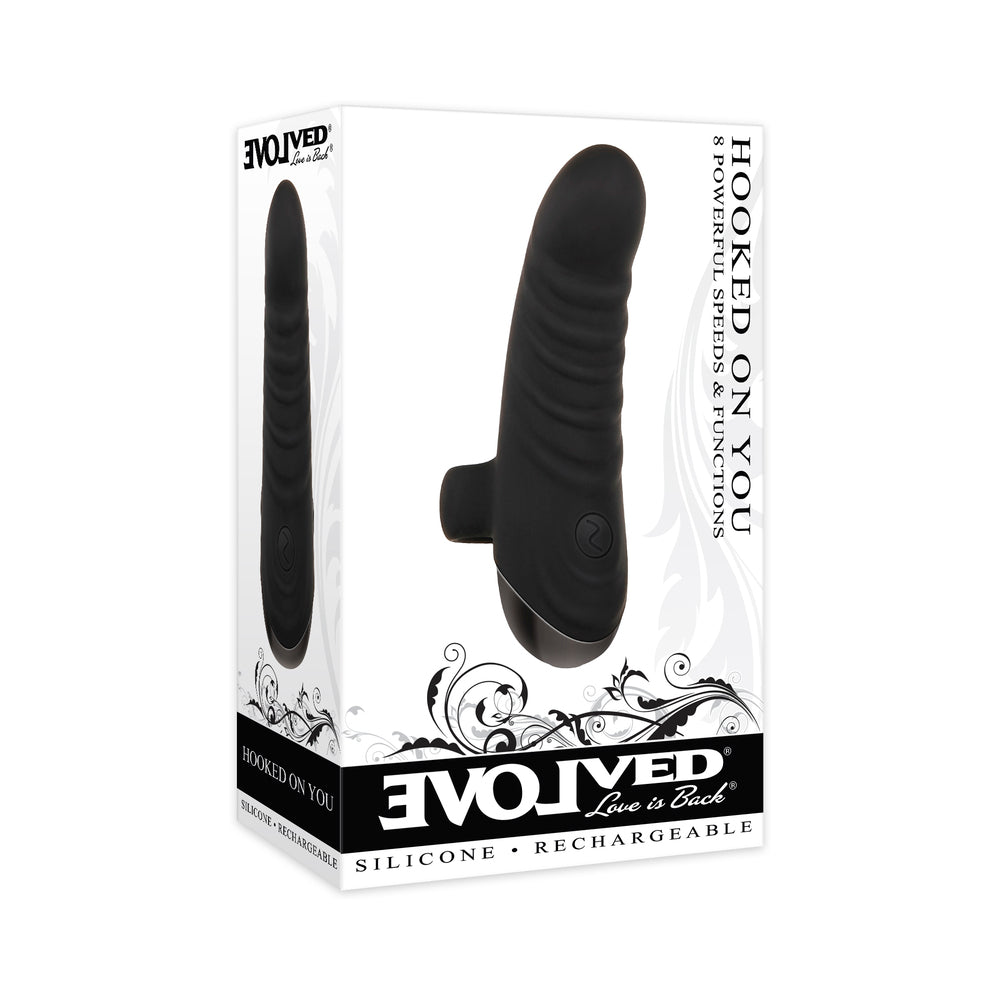 Evolved Hooked On You Curved Finger Vibrator - Black