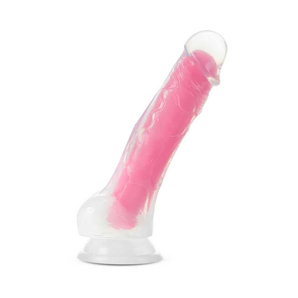 Neo Elite Glow In The Dark Paradise 7.5 In Silicone Cock W/ Balls Neon Pink