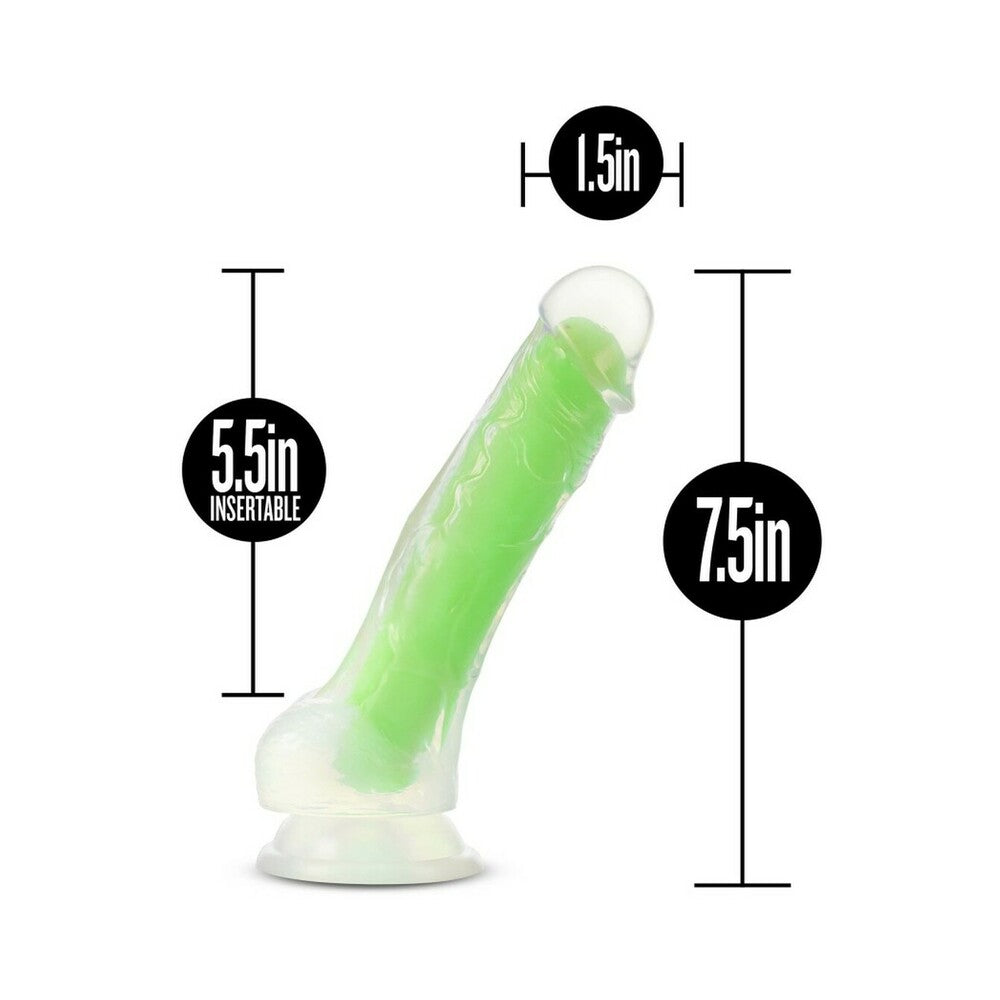 Neo Elite Glow In The Dark Viper 7.5 In Silicone Dual Density Dildo W/ Balls Neon Green