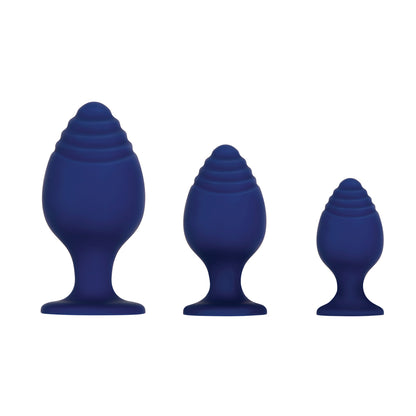 Evolved Get Your Groove On 3 Pc Silicone Anal Plug Set - Blue