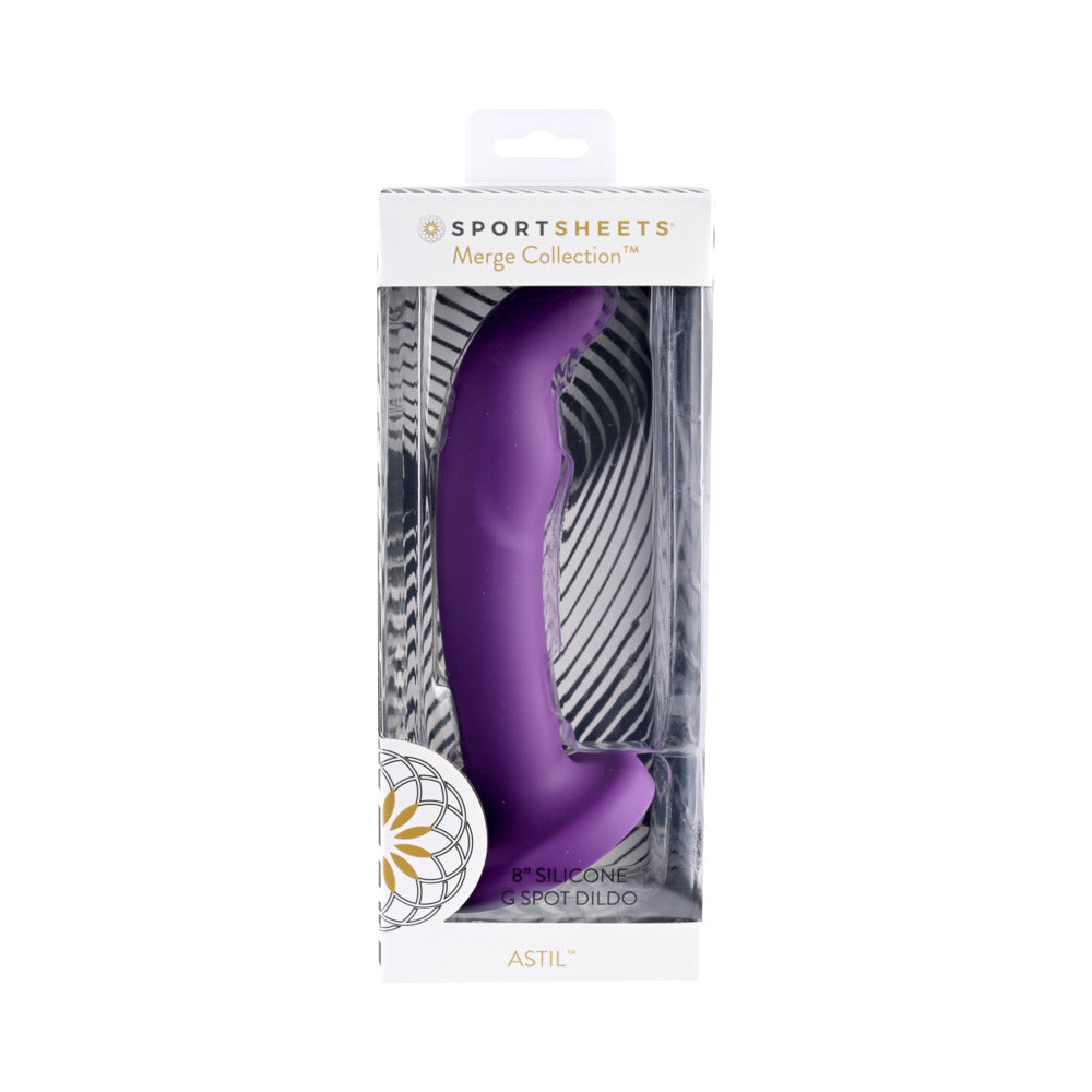 Merge Astil 8 In. Suction Cup G-Spot Dildo Purple