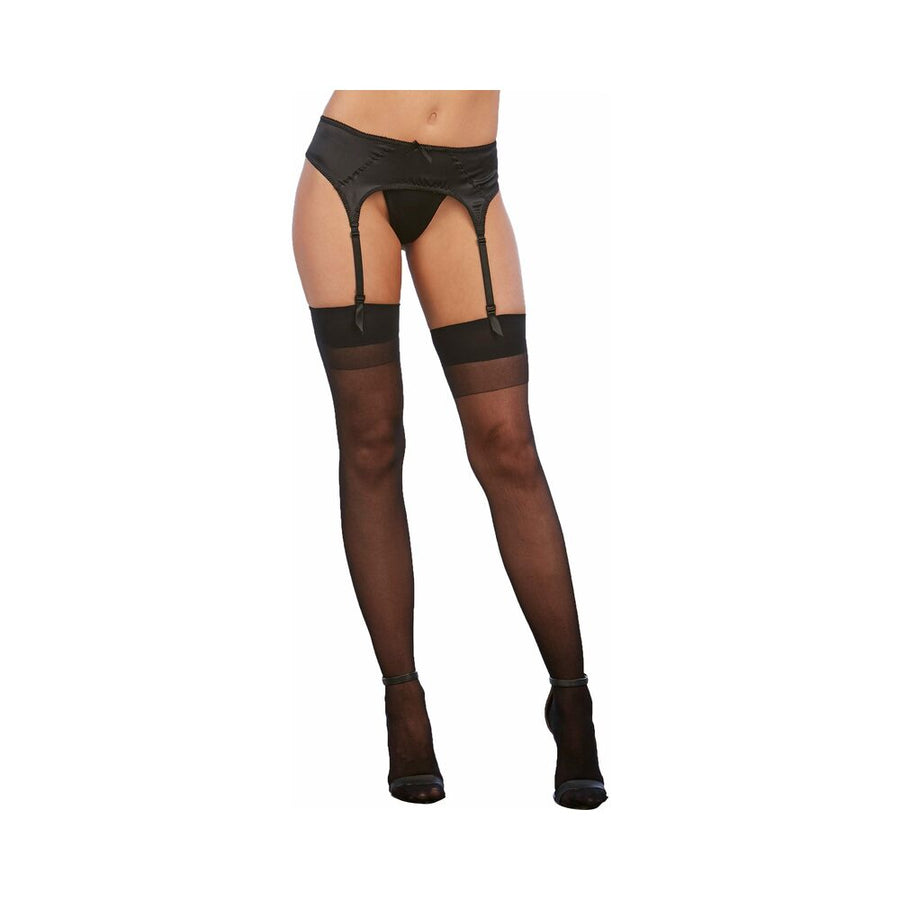 Dreamgirl Sheer Thigh-High Stockings With Plain Top And Back Seam