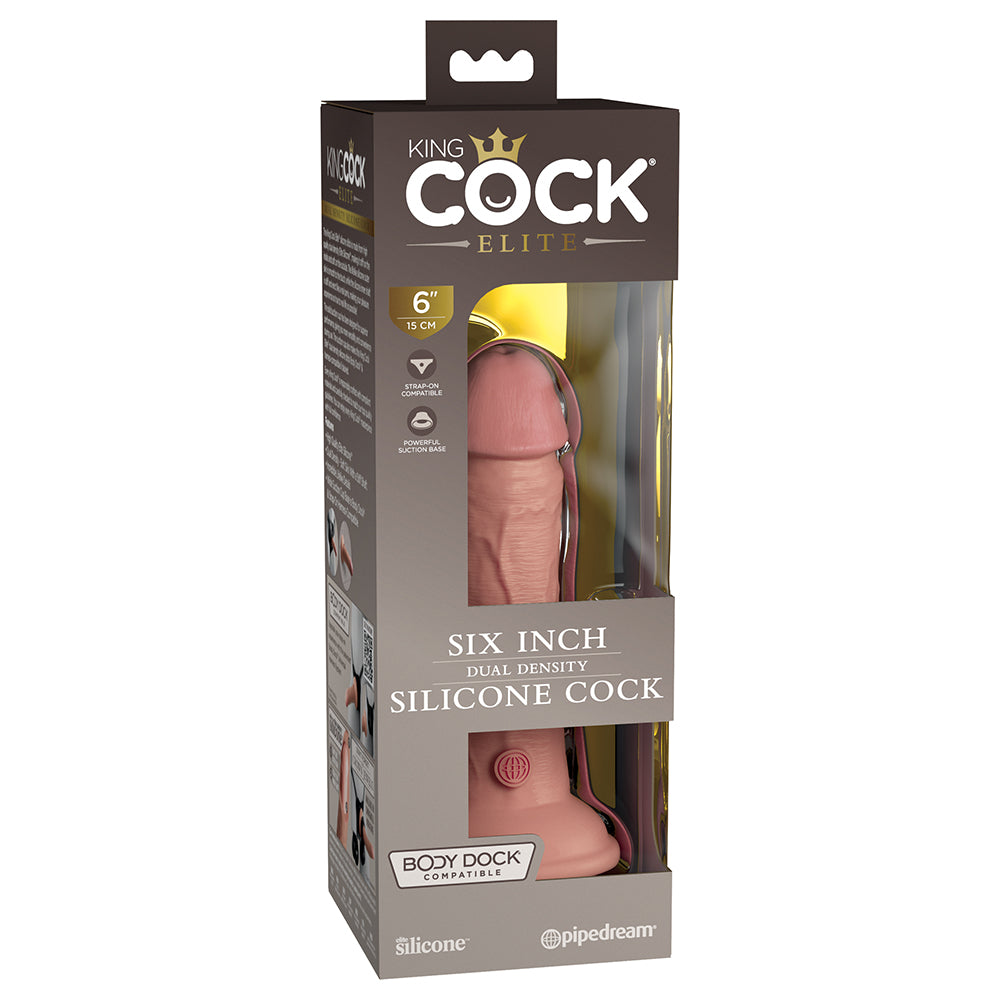 King Cock Elite Silicone Dual-Density Cock 6 In. Light