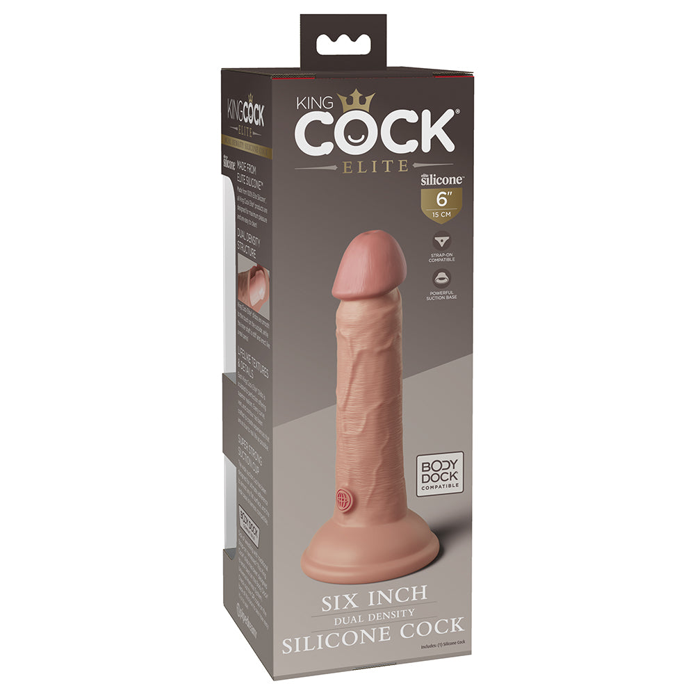 King Cock Elite Silicone Dual-Density Cock 6 In. Light