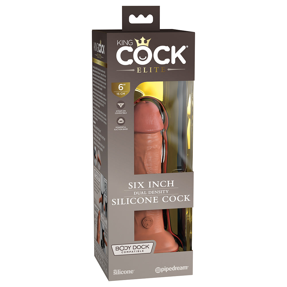 King Cock Elite Silicone Dual-Density Cock 6 In. Tan