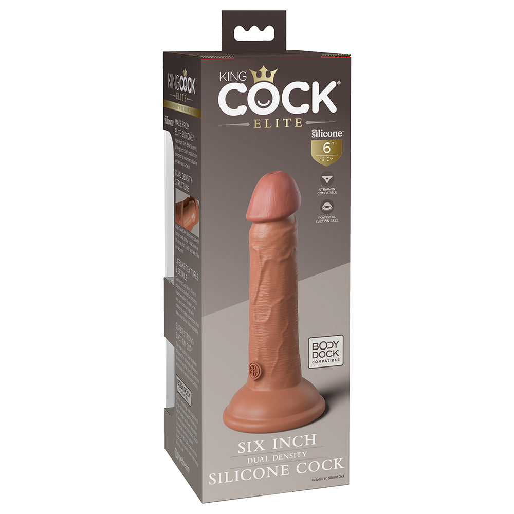 King Cock Elite Silicone Dual-Density Cock 6 In. Tan