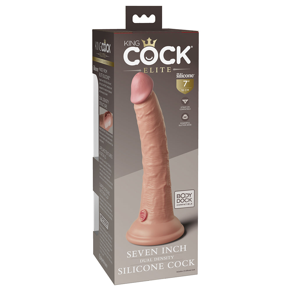 King Cock Elite Silicone Dual-Density 7 Inch Realistic Dildo Light