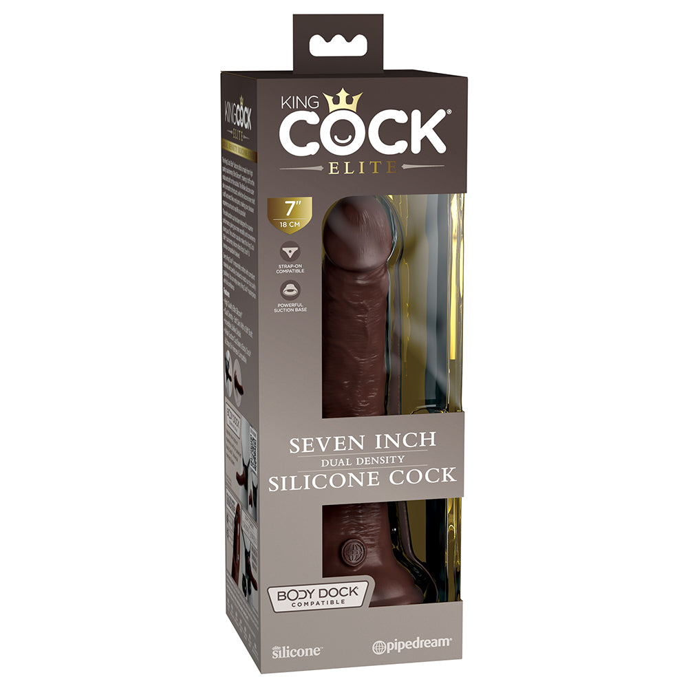 King Cock Elite Silicone Dual-Density Cock 7 In. Tan