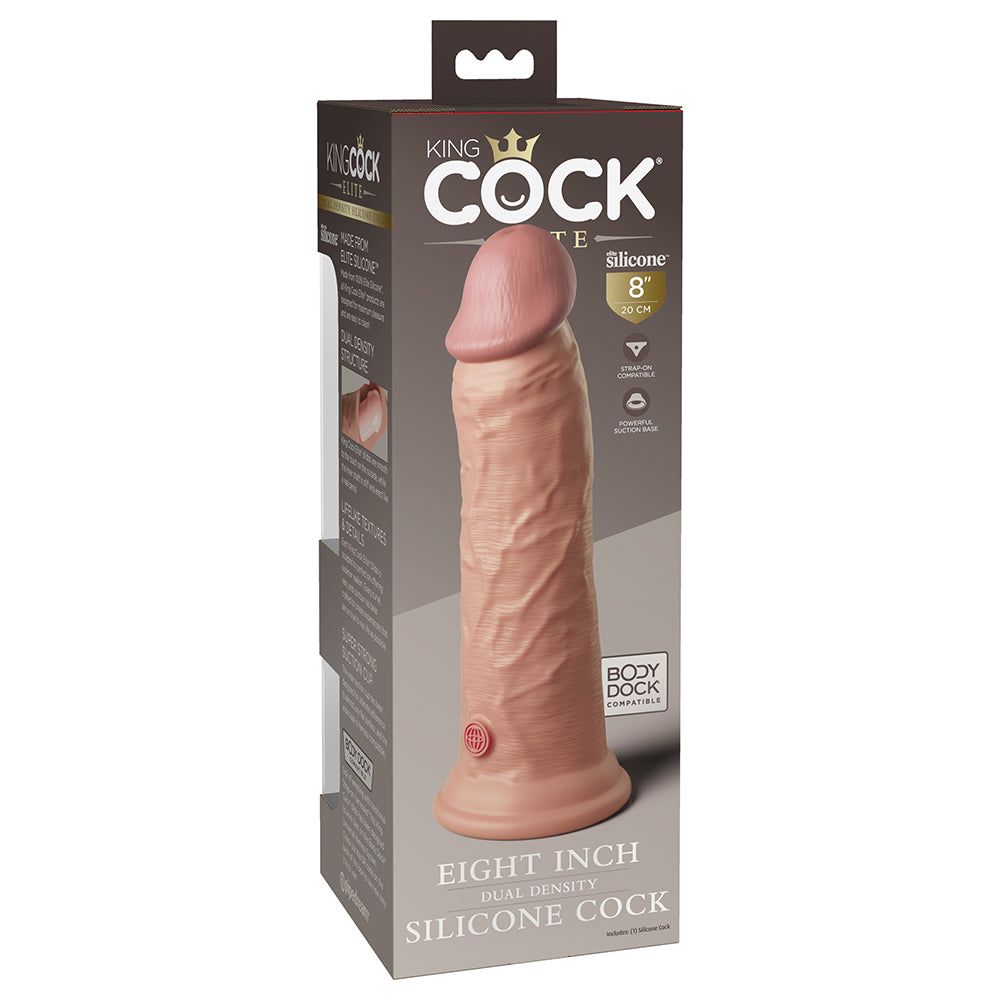 King Cock Elite Silicone Dual-Density Cock 8 In. Light