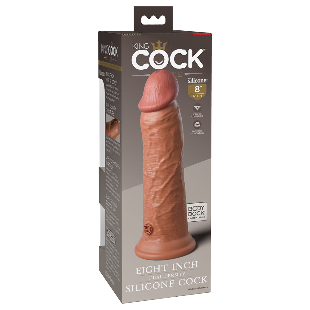 King Cock Elite Silicone Dual-Density Cock 8 In. Tan