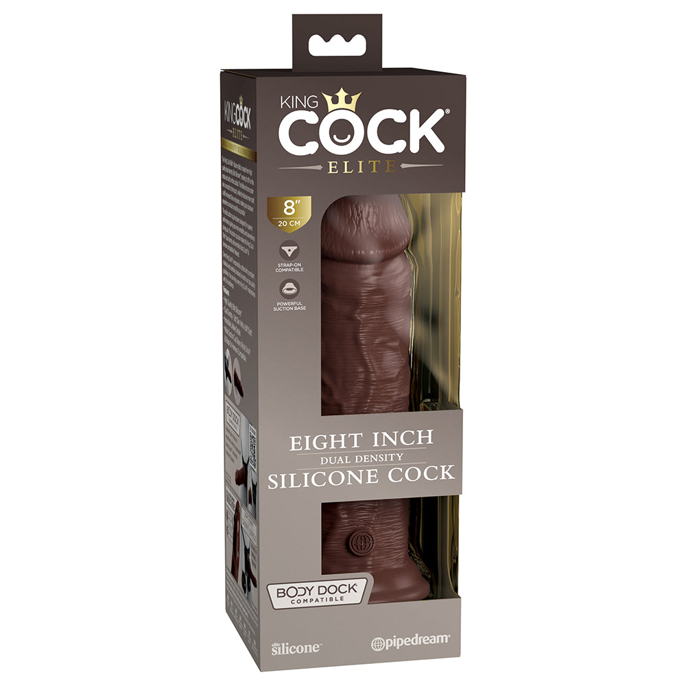 King Cock Elite Silicone Dual-Density Cock 8 In. Brown