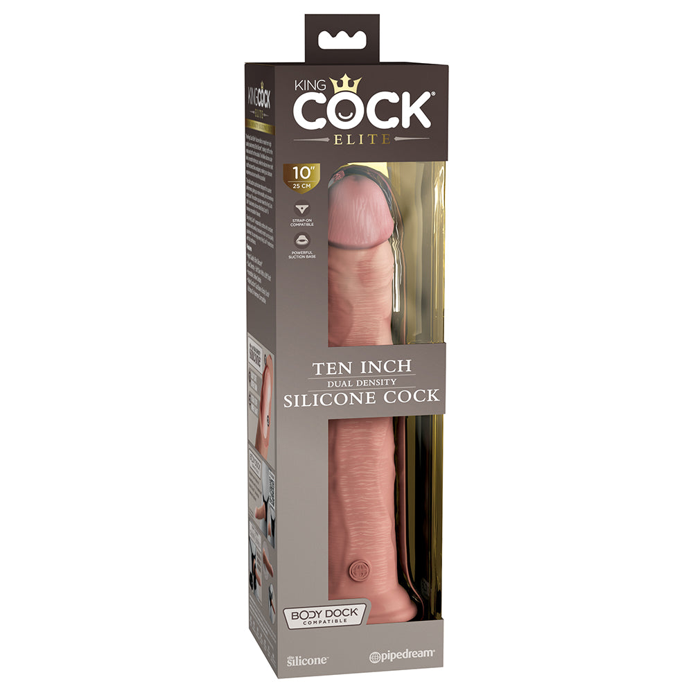 King Cock Elite Silicone Dual-Density Cock 10 In. Light