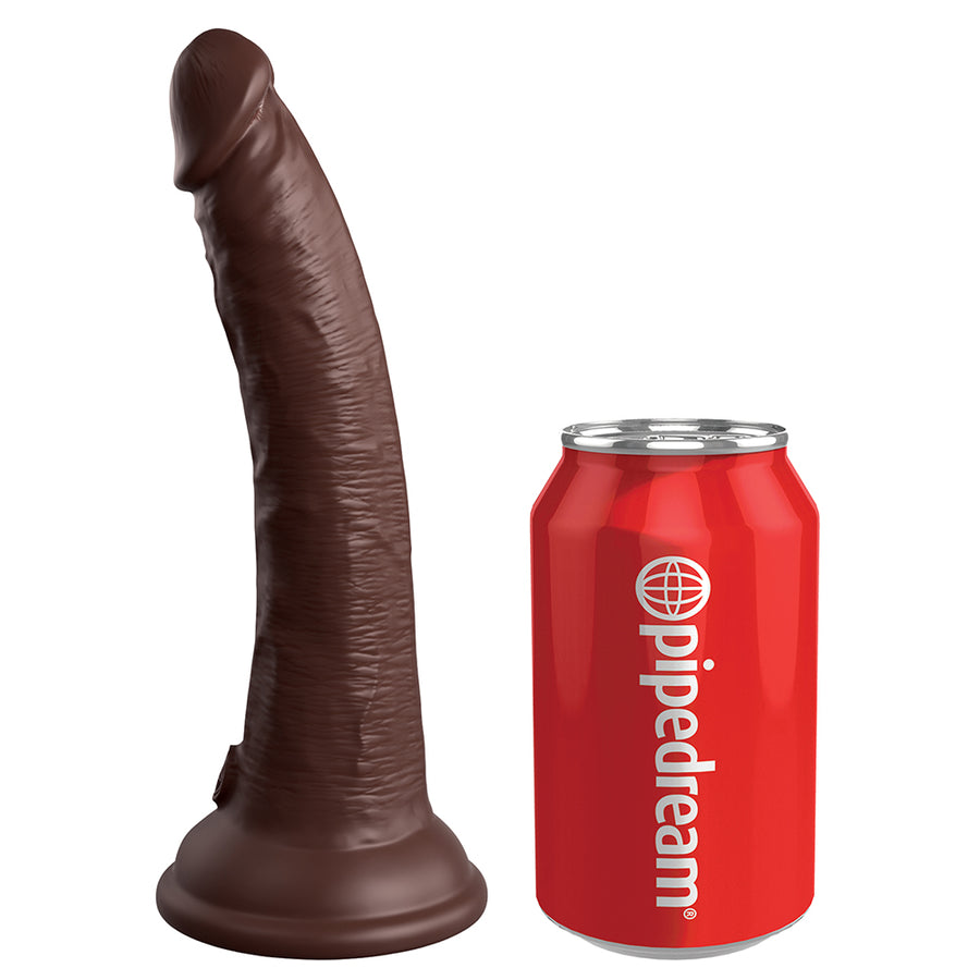 King Cock Elite Vibrating Silicone Dual-Density Cock With Remote 7 In. Brown