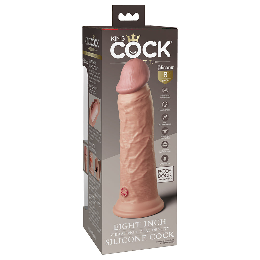 King Cock Elite Vibrating Silicone Dual-Density Cock 8 In. Light