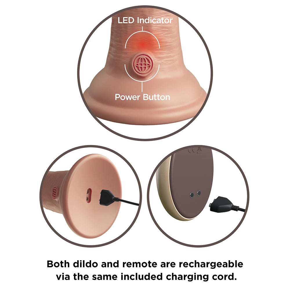 King Cock Elite Vibrating Silicone Dual-Density Cock With Remote 9 In. Light