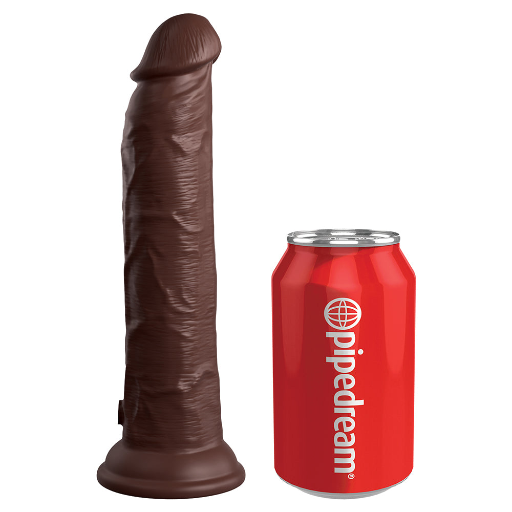 King Cock Elite Vibrating Silicone Dual-Density Cock With Remote 9 In. Brown