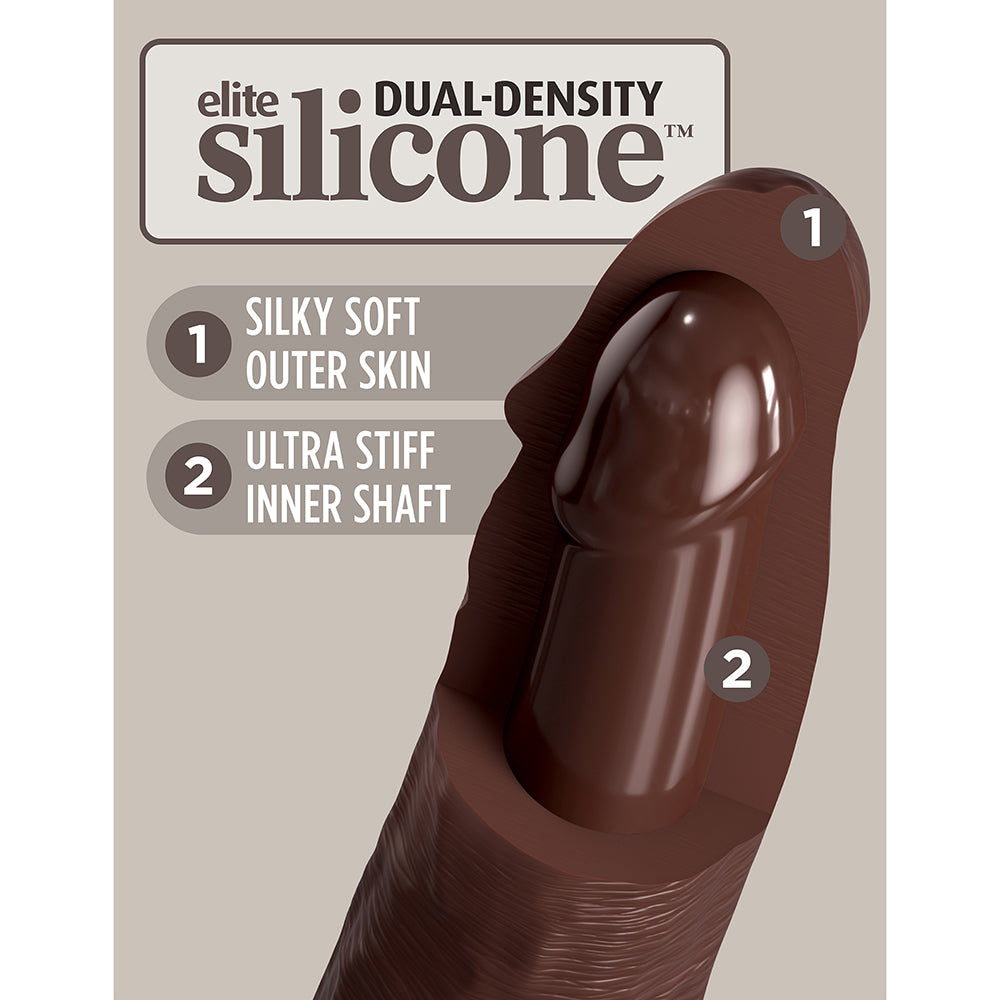 King Cock Elite Vibrating Silicone Dual-Density Cock With Remote 9 In. Brown