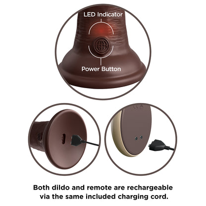 King Cock Elite Vibrating Silicone Dual-Density Cock With Remote 9 In. Brown