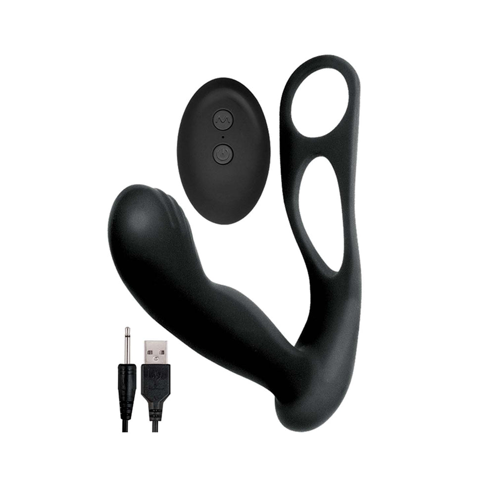 Butts Up Prostate Massager with Scrotum &amp; Cock Ring Black