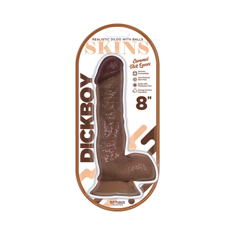 Dickboy - Skins - Dildo With Balls  - 8 Inch -  Caramel Dick Lover