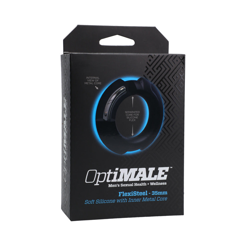 Optimale Flexisteel Silicone, Metal Core Cock Ring 35 Mm Black