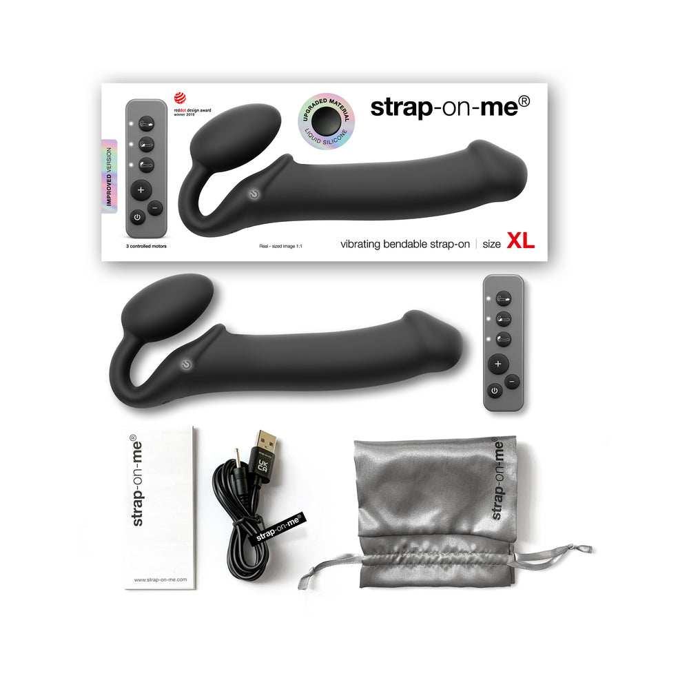 Strap-On-Me Vibrating 3 Motor Strapless Strap-On Xl Black