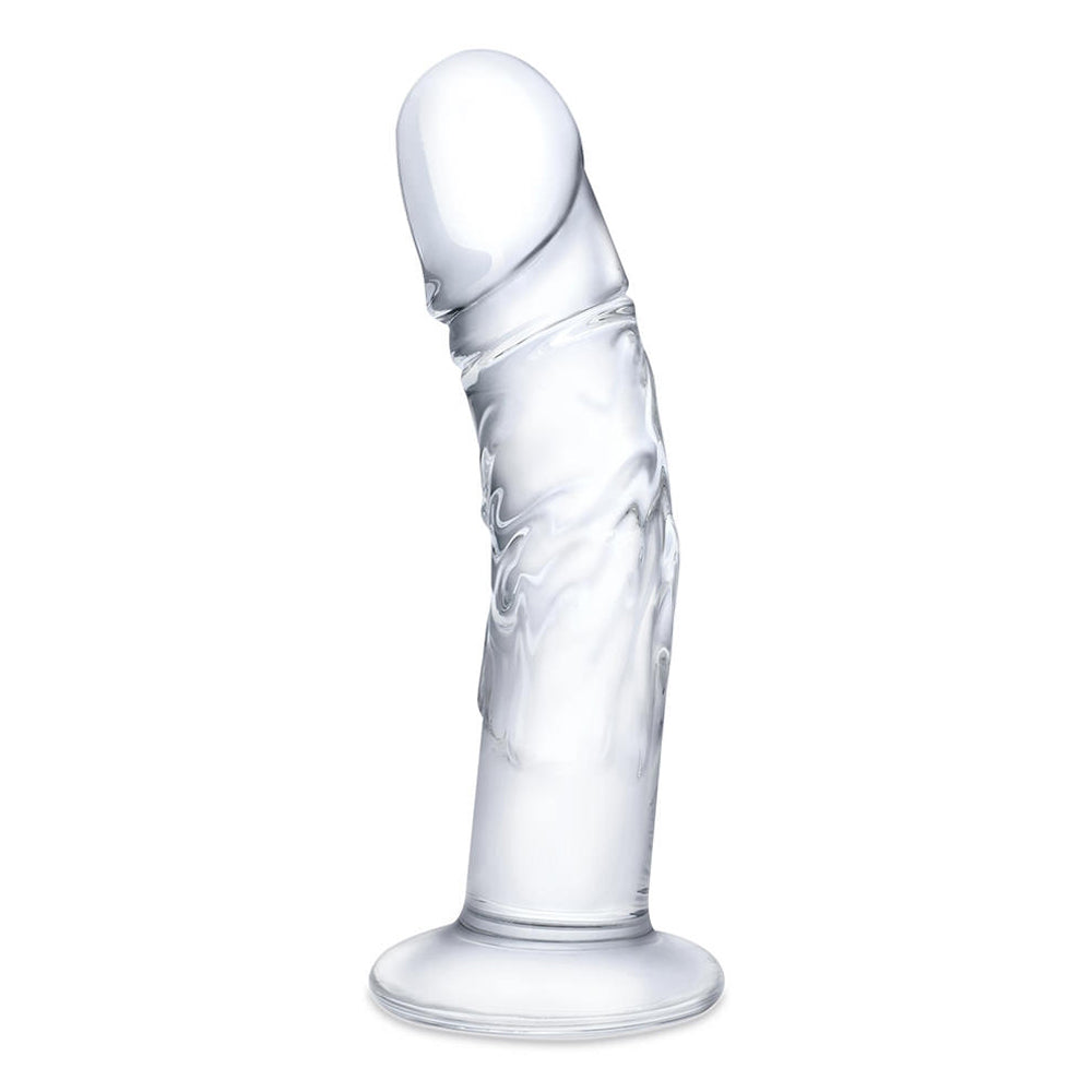 Glas Curved Realistic Glass Dildo With Veins 7 In.