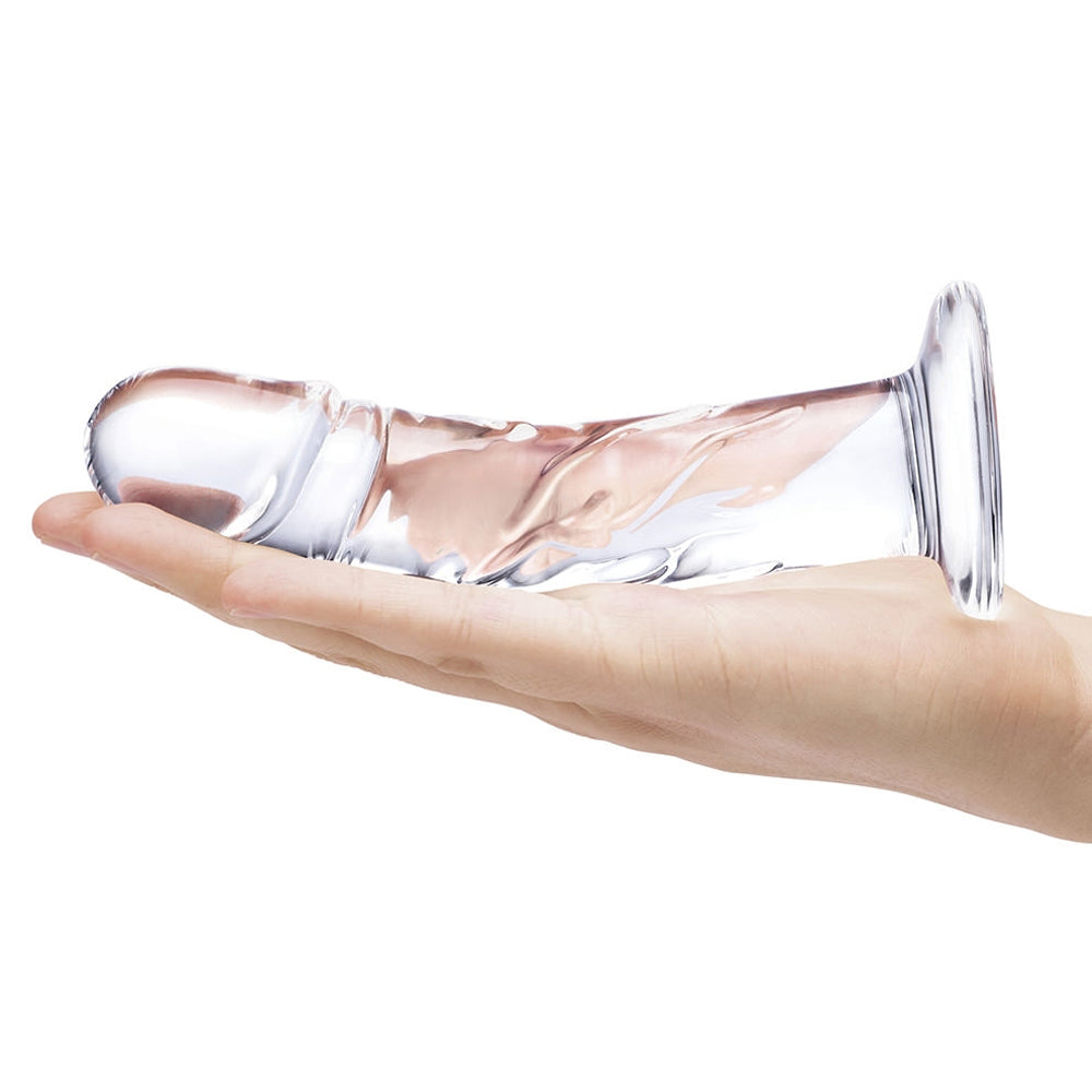 Glas Curved Realistic Glass Dildo With Veins 7 In.