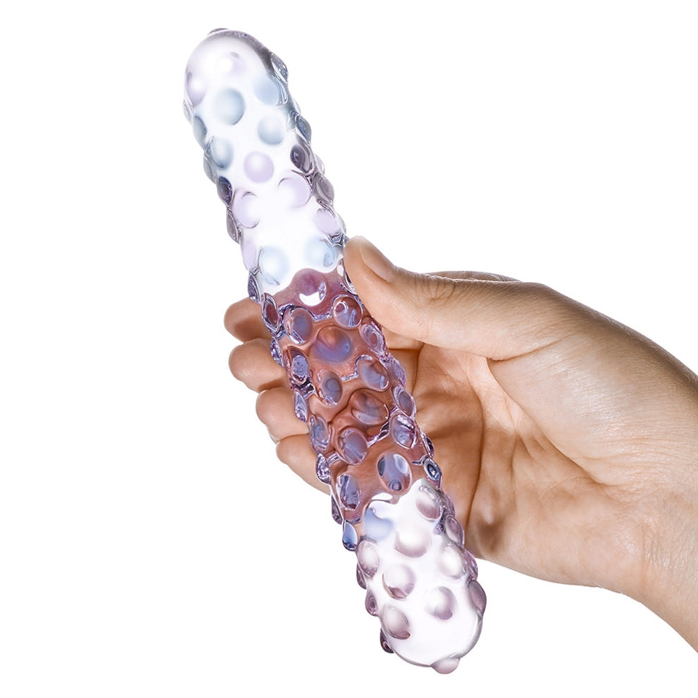 Glas Purple Rose Nubby Glass Dildo 9&quot;