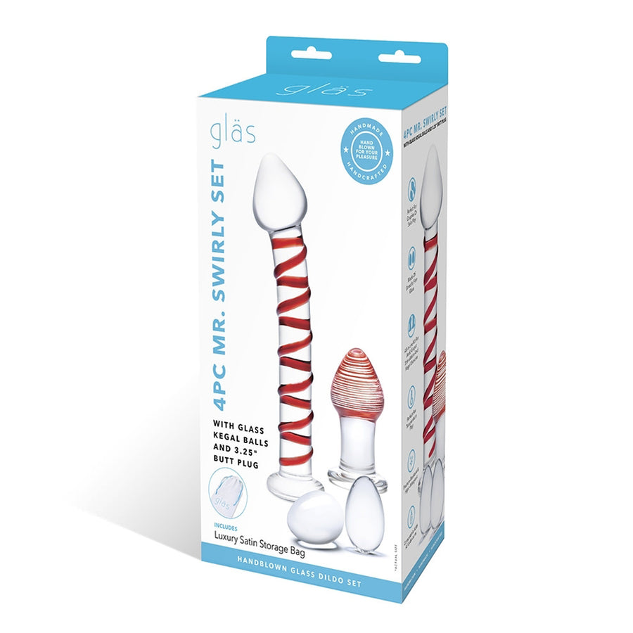 Glas Mr. Swirly Set With Glass Kegal Balls And 3.25 In. Buttplug