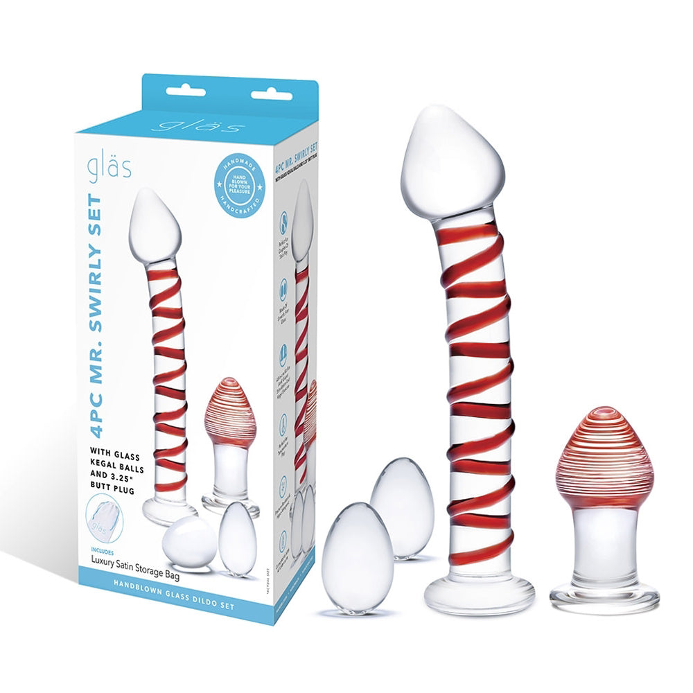 Glas Mr. Swirly Set With Glass Kegal Balls And 3.25 In. Buttplug