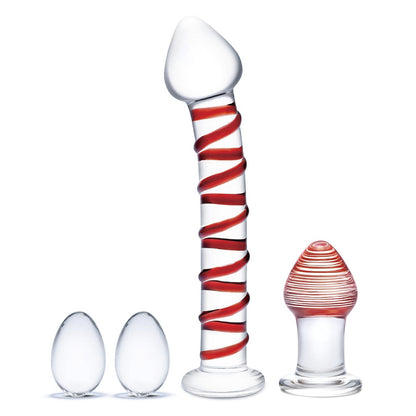 Glas Mr. Swirly Set With Glass Kegal Balls And 3.25 In. Buttplug