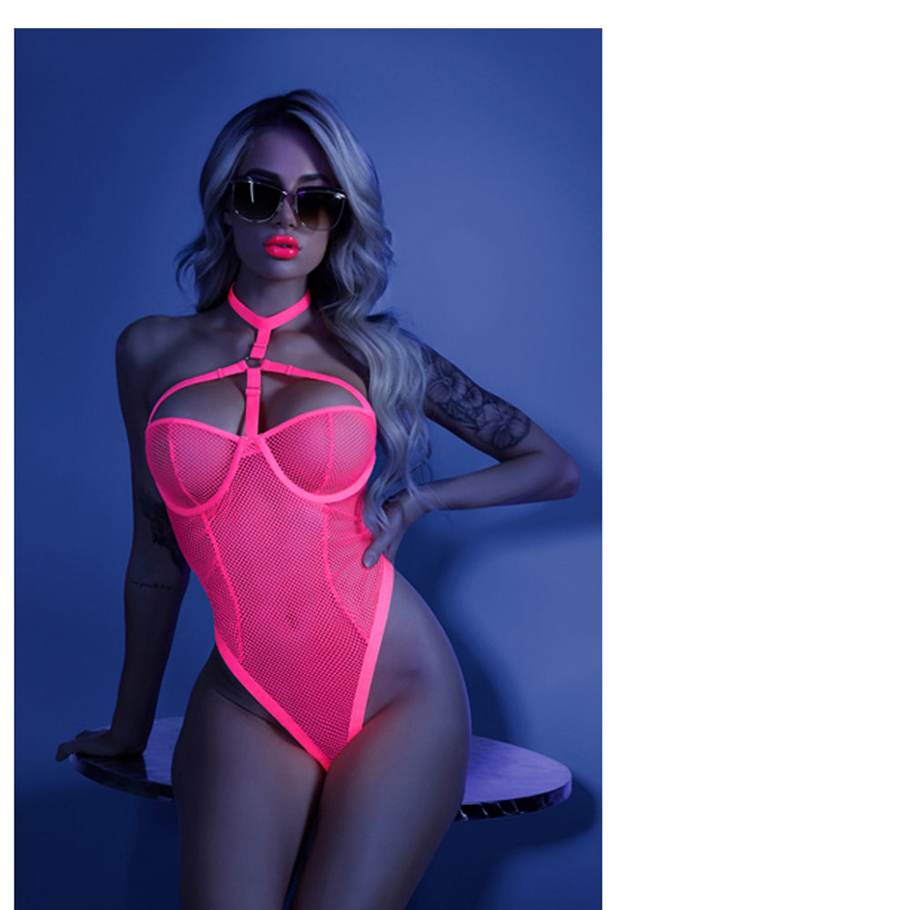 Fantasy Lingerie Glow All Nighter Harnessed Mesh Bodysuit