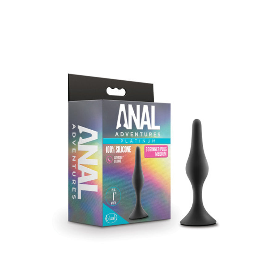 Anal Adventures Platinum - Silicone Beginner Plug  - Medium - Black