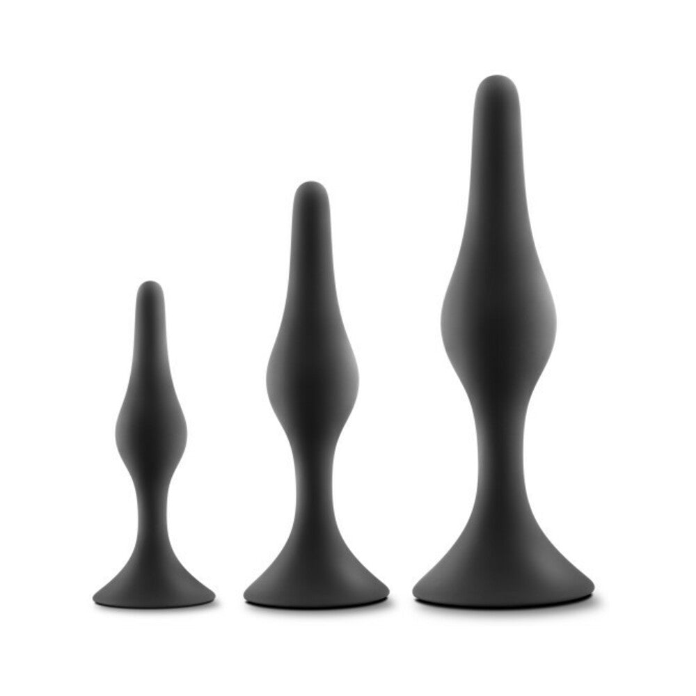 Anal Adventures Platinum Silicone Beginner Plug Kit - Black