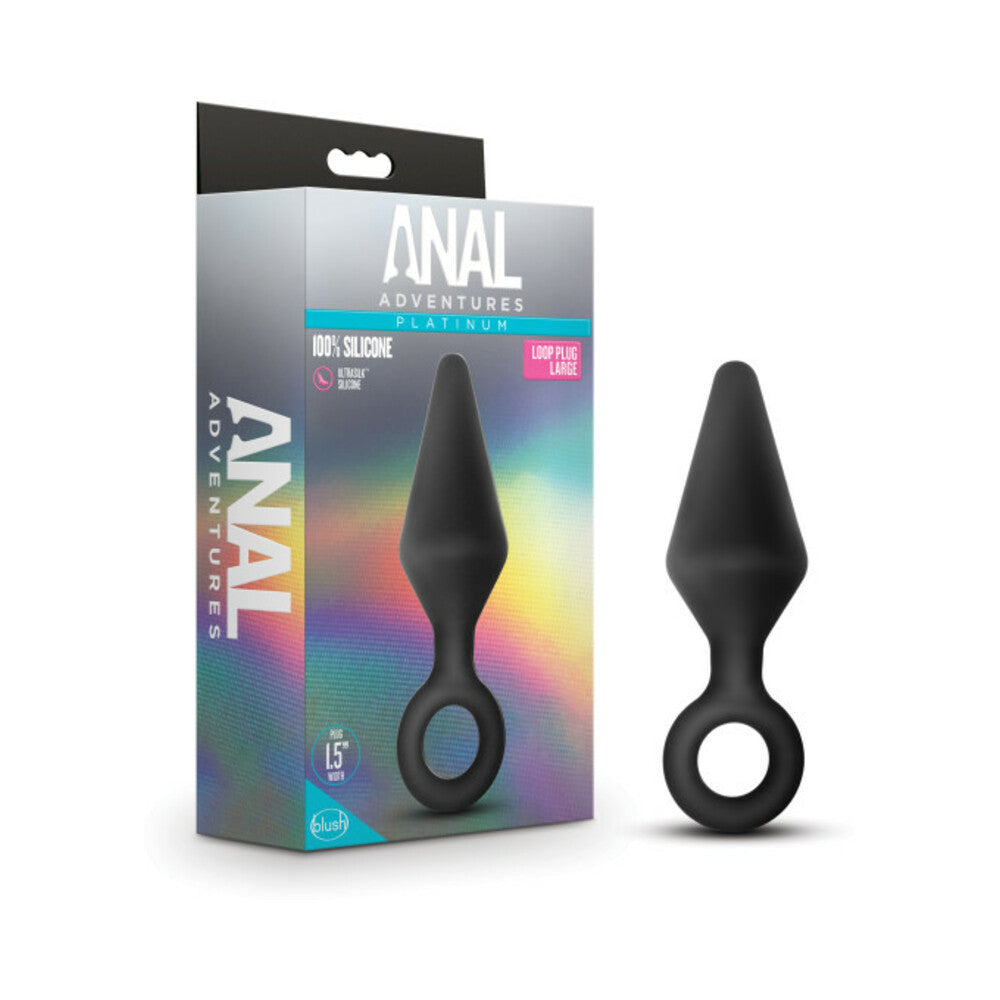 Anal Adventures Platinum - Silicone Loop Plug -  Large - Black